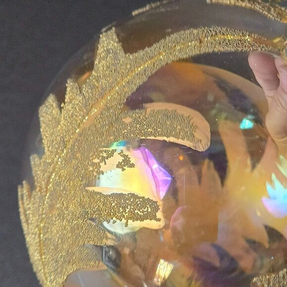 Frontgate Iridescent Gold Leaf Glass Ornament Large 5 Inch Elegant Holiday Decor - Picture 5 of 9